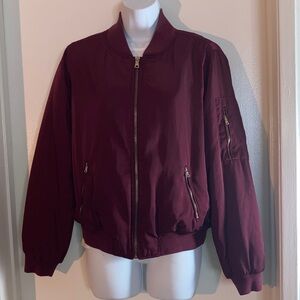 Kendall & Kylie Maroon Purple Bomber Jacket Medium